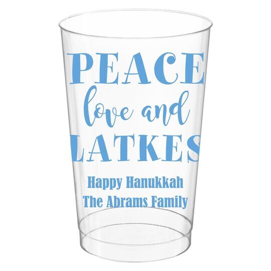 Peace Love And Latkes Clear Plastic Cups
